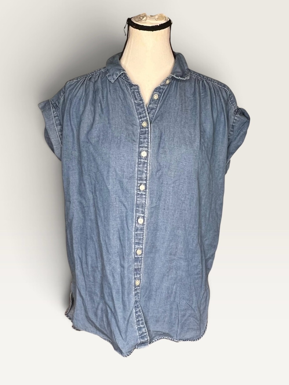 Loft chambray button down collar oversized blouse